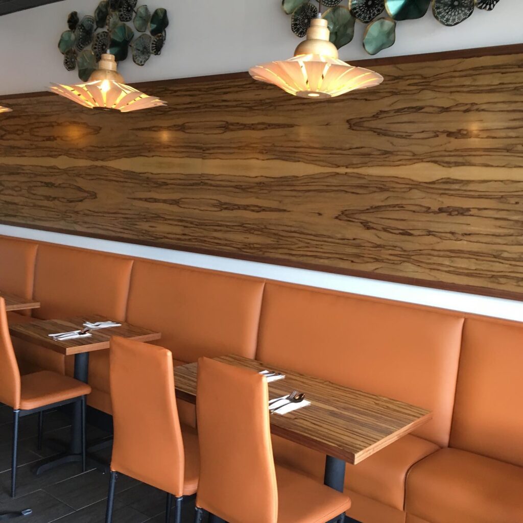 Walls and tables we made for a restaurant. #architecturalmillwork #architecturalwalls #strawwoodwork