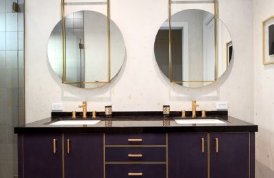 Leather and brass vanity