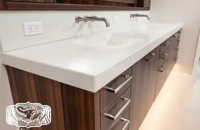concrete sink and floating vanity