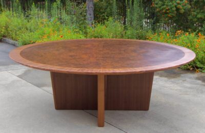 large custom round walnut table