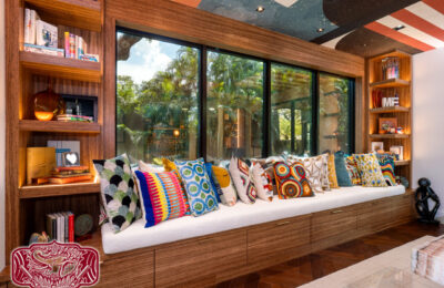 zebra wood custom wood exotic built-in cabients
